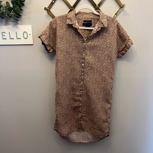Tahari brown linen shirt dress